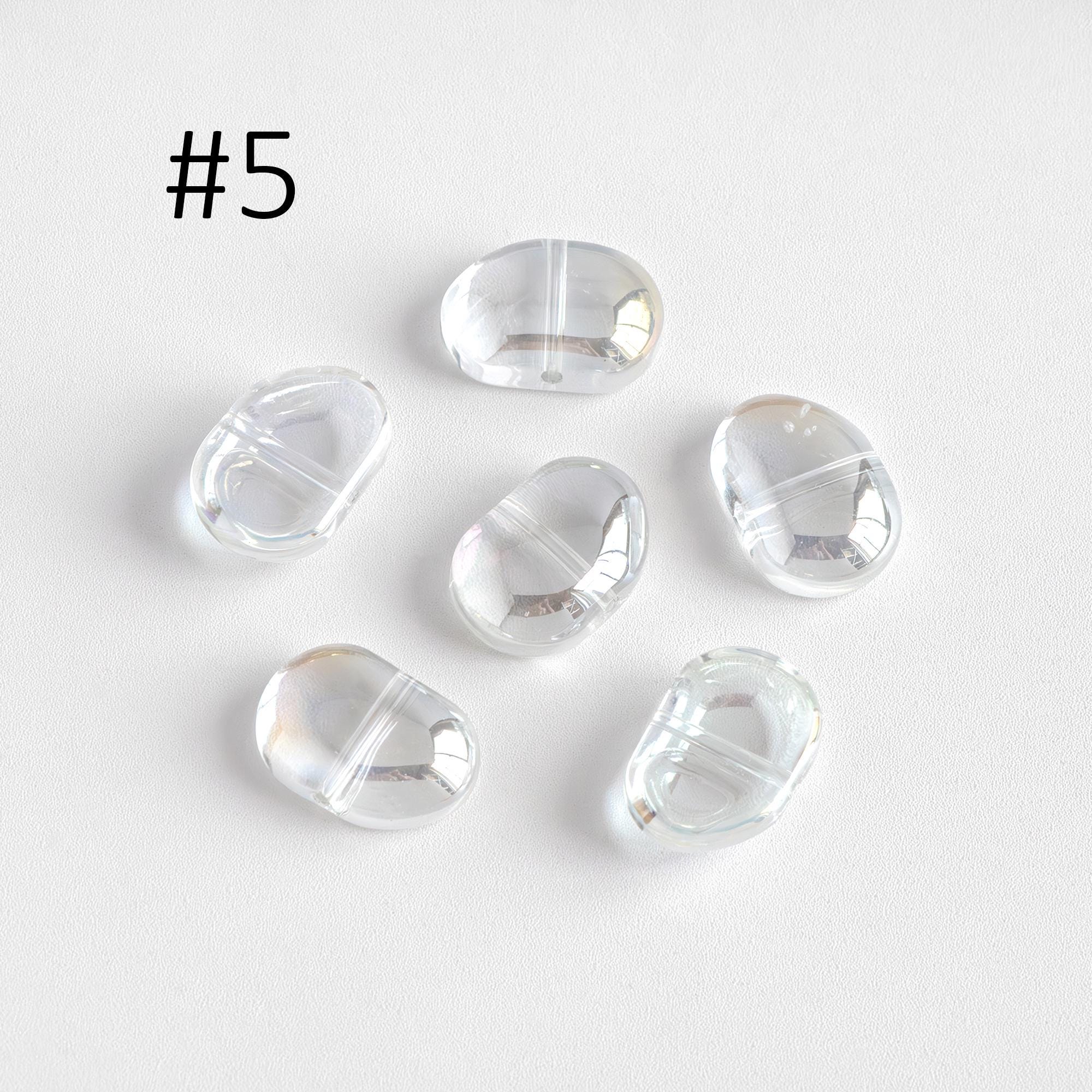 30pcs Crystal Glass Smooth Bean Beads 16mm, Sparkly Multi Colors (GM-028)